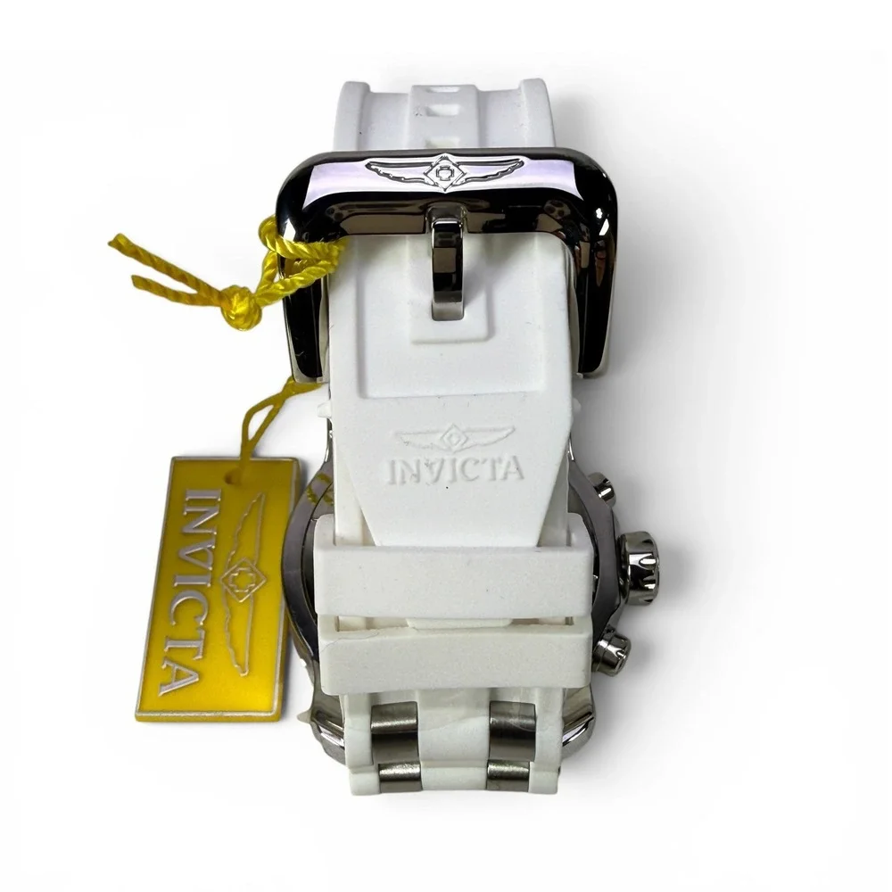 Invicta Pro Diver 20290 Mens Chronograph Watch‎ White Silicone Silver Dial 48mm